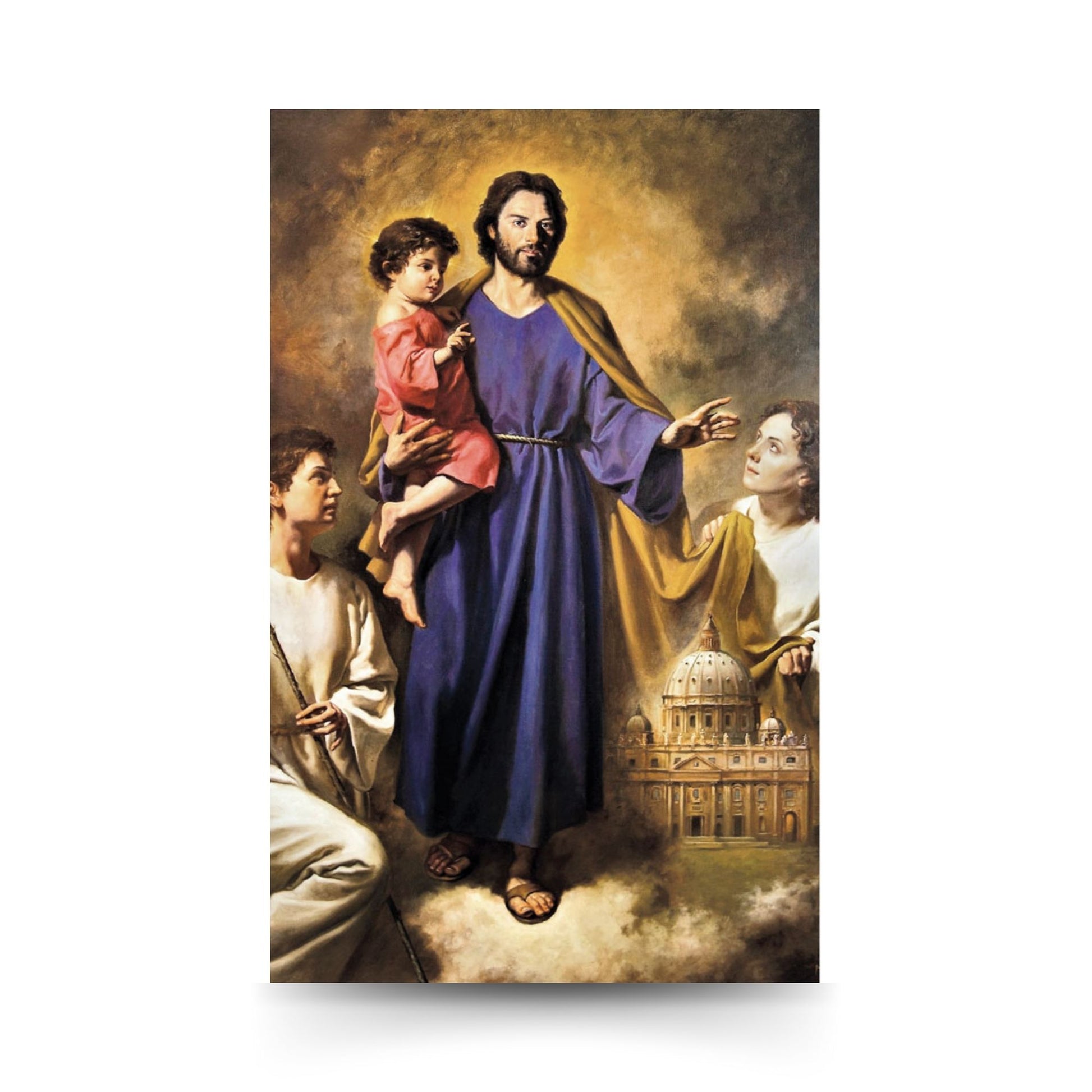 Cartolina San Giuseppe patrono della Chiesa. Sul retro "Benedici la Chiesa"