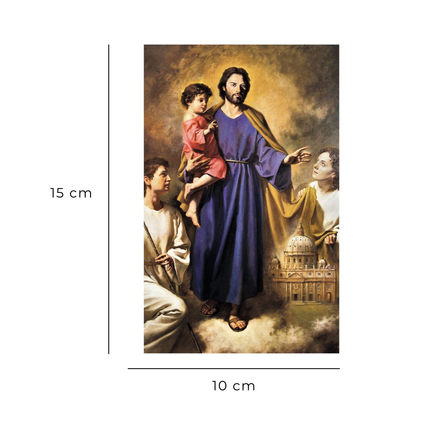 Cartolina San Giuseppe patrono della Chiesa. Sul retro "Benedici la Chiesa"