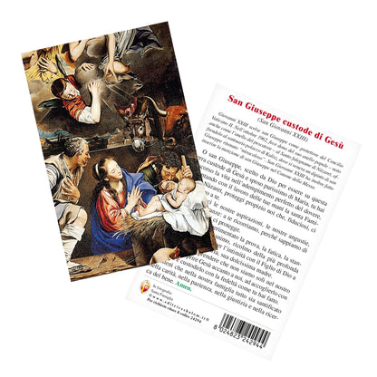 Cartolina Santa Famiglia. Sul retro "San Giuseppe custode di Gesù"