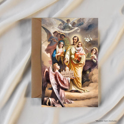 Cartolina San Giuseppe patrono della Chiesa. Sul retro "San Giuseppe, patrono della Chiesa universale"