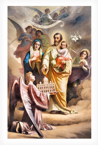 Cartolina San Giuseppe patrono della Chiesa. Sul retro "San Giuseppe, patrono della Chiesa universale"