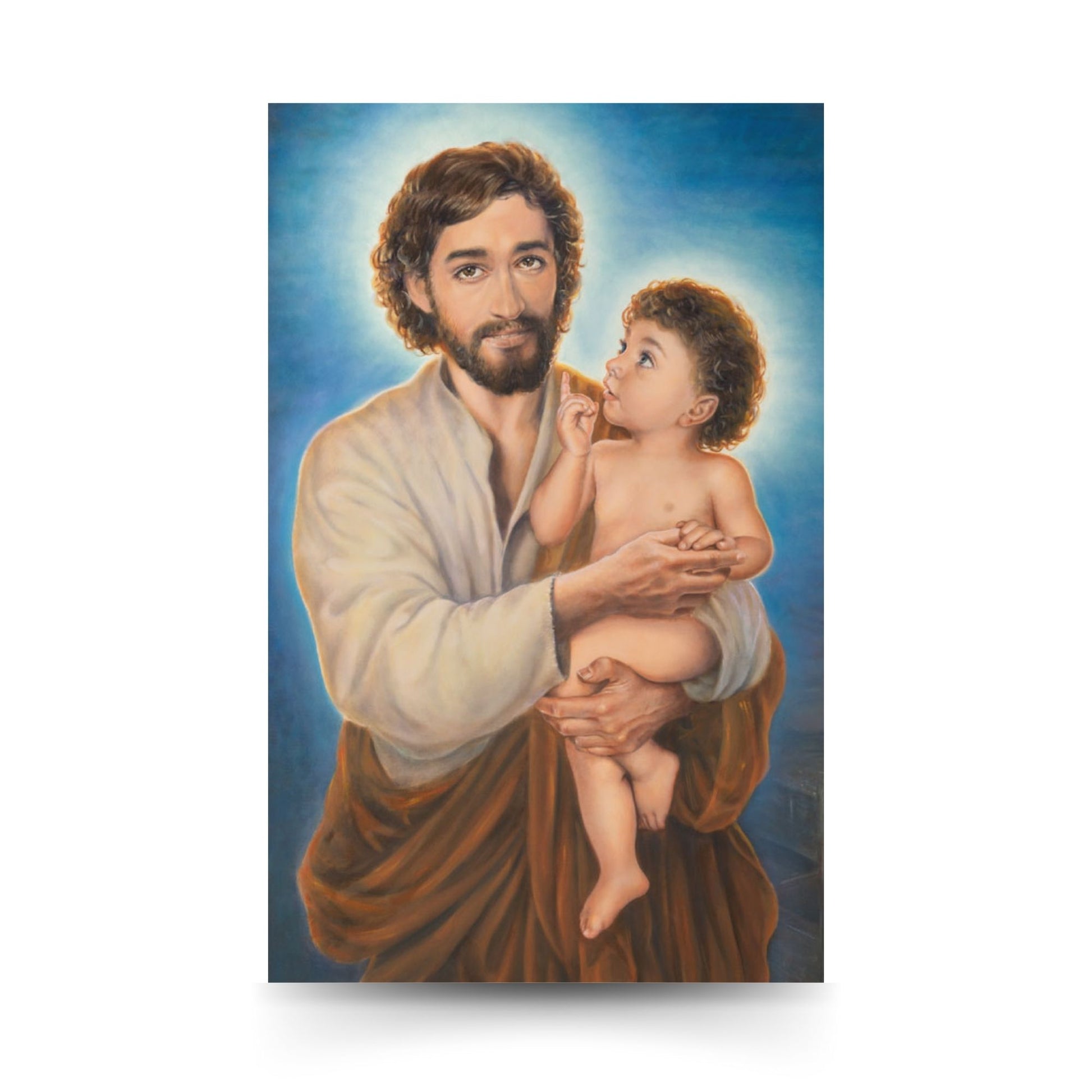 Cartolina san Giuseppe (dipinto di Dawid K.). Sul retro "A te, o beato Giuseppe"