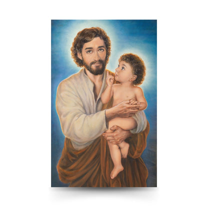 Cartolina san Giuseppe (dipinto di Dawid K.). Sul retro "A te, o beato Giuseppe"