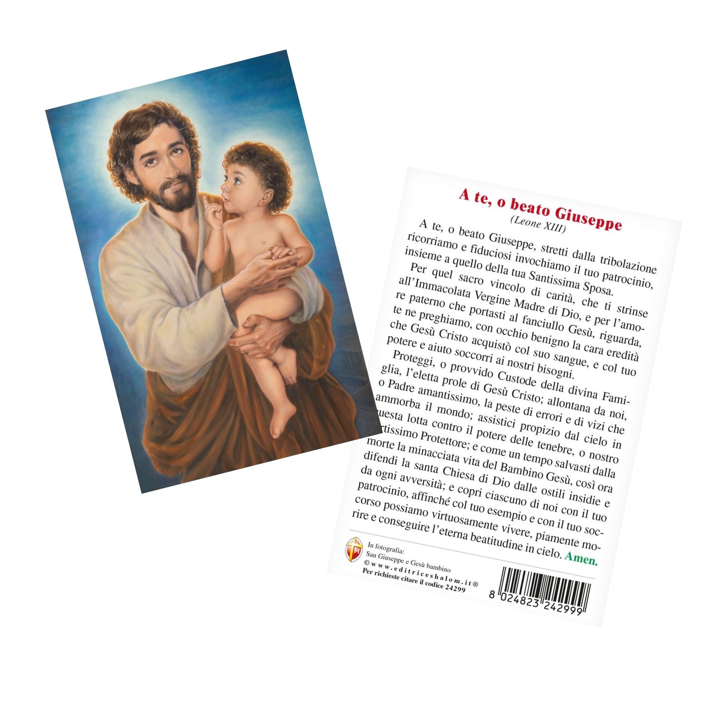 Cartolina san Giuseppe (dipinto di Dawid K.). Sul retro "A te, o beato Giuseppe"