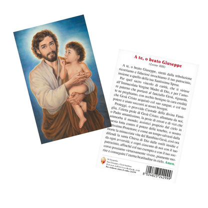 Cartolina san Giuseppe (dipinto di Dawid K.). Sul retro "A te, o beato Giuseppe"
