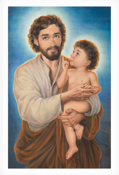 Cartolina san Giuseppe (dipinto di Dawid K.). Sul retro "A te, o beato Giuseppe"