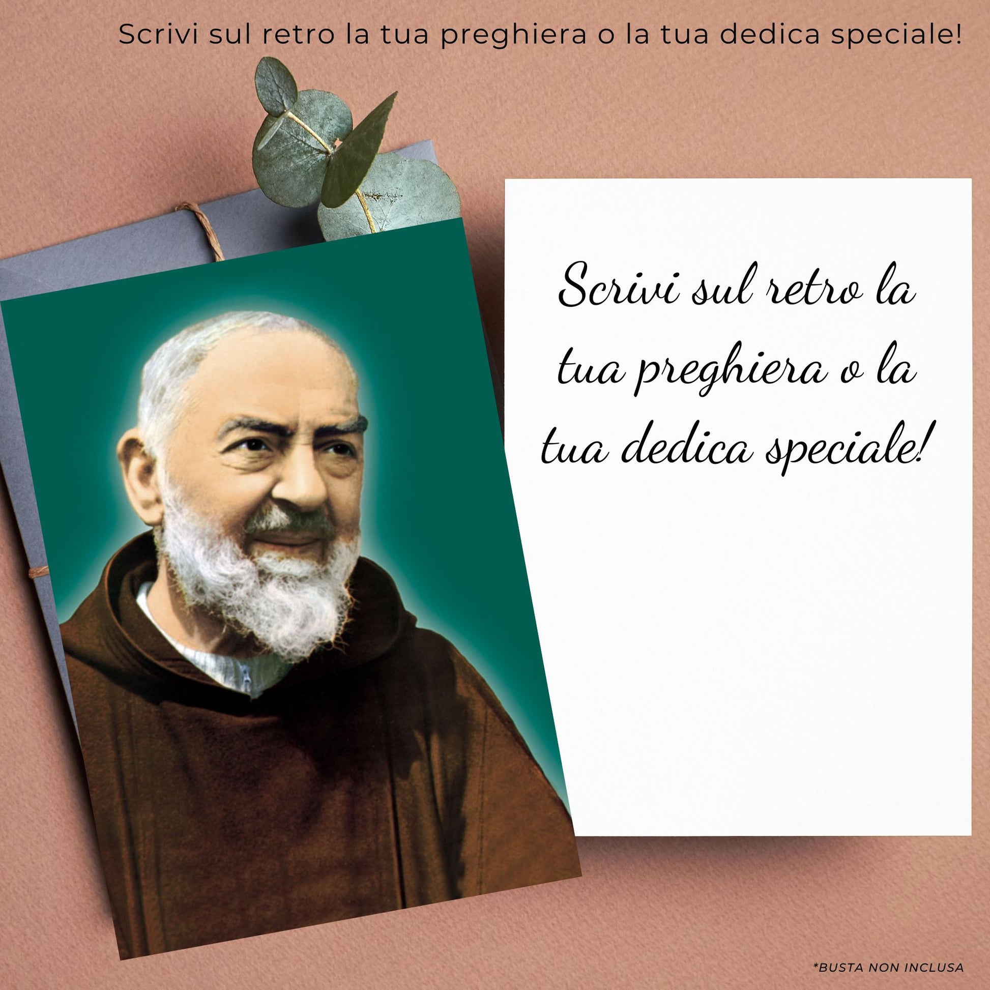 Cartolina san Pio da Pietrelcina. Retro bianco