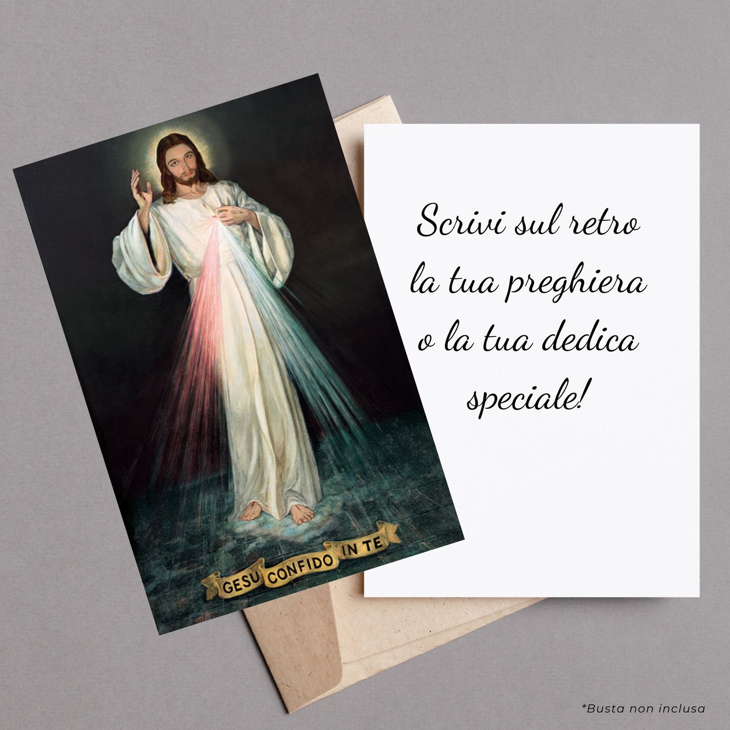 Cartolina Gesù confido in te. Retro bianco