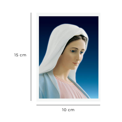 Cartolina beata Vergine Maria profilo con bordo bianco. Retro bianco  