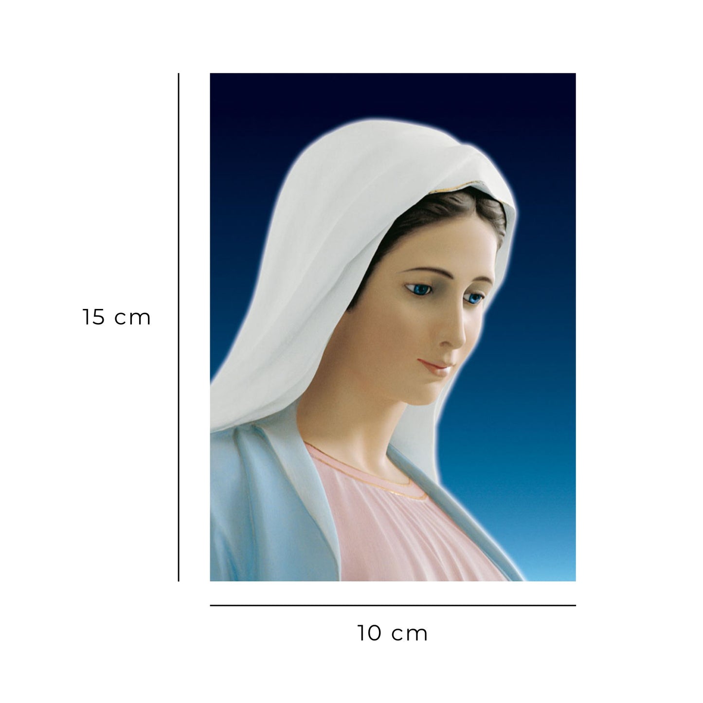 Cartolina beata Vergine Maria profilo. Retro bianco  