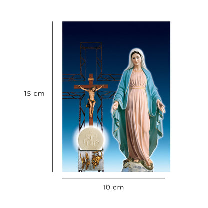 Cartolina beata Vergine Maria con crocifisso e tabernacolo. Retro bianco