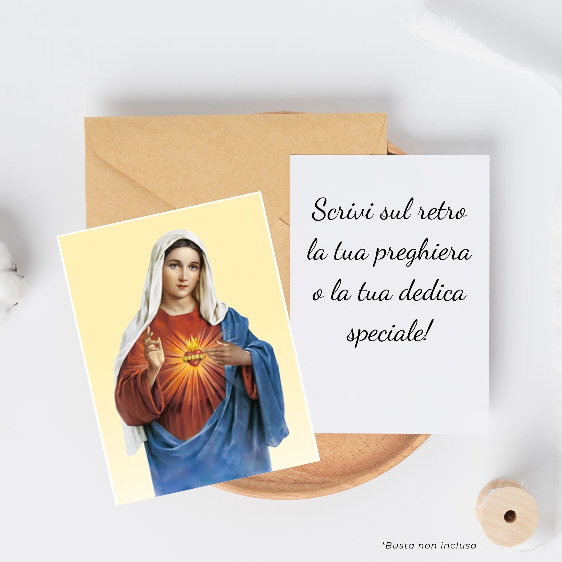 Cartolina sacro cuore di Maria. Retro bianco