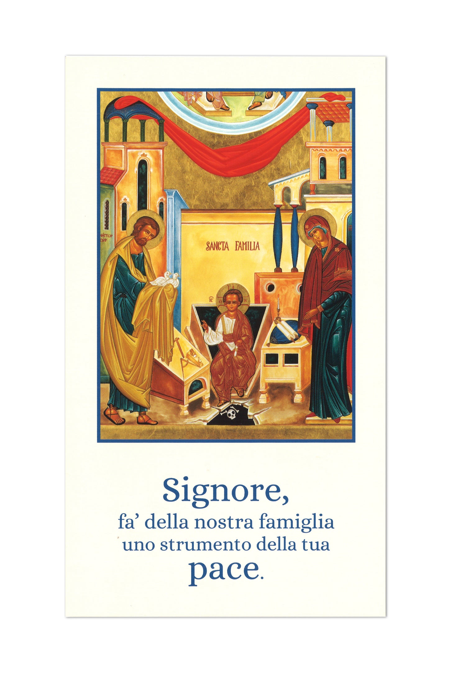 Busta porta ulivo per domenica delle Palme con cartolina Santa Famiglia e Benedizione delle Famiglie