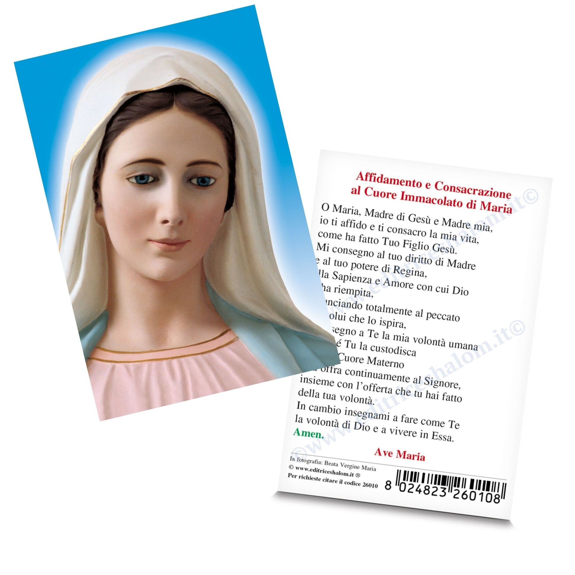 Santino Madonna frontale "Affidamento e consacrazione al cuore immacolato di Maria"