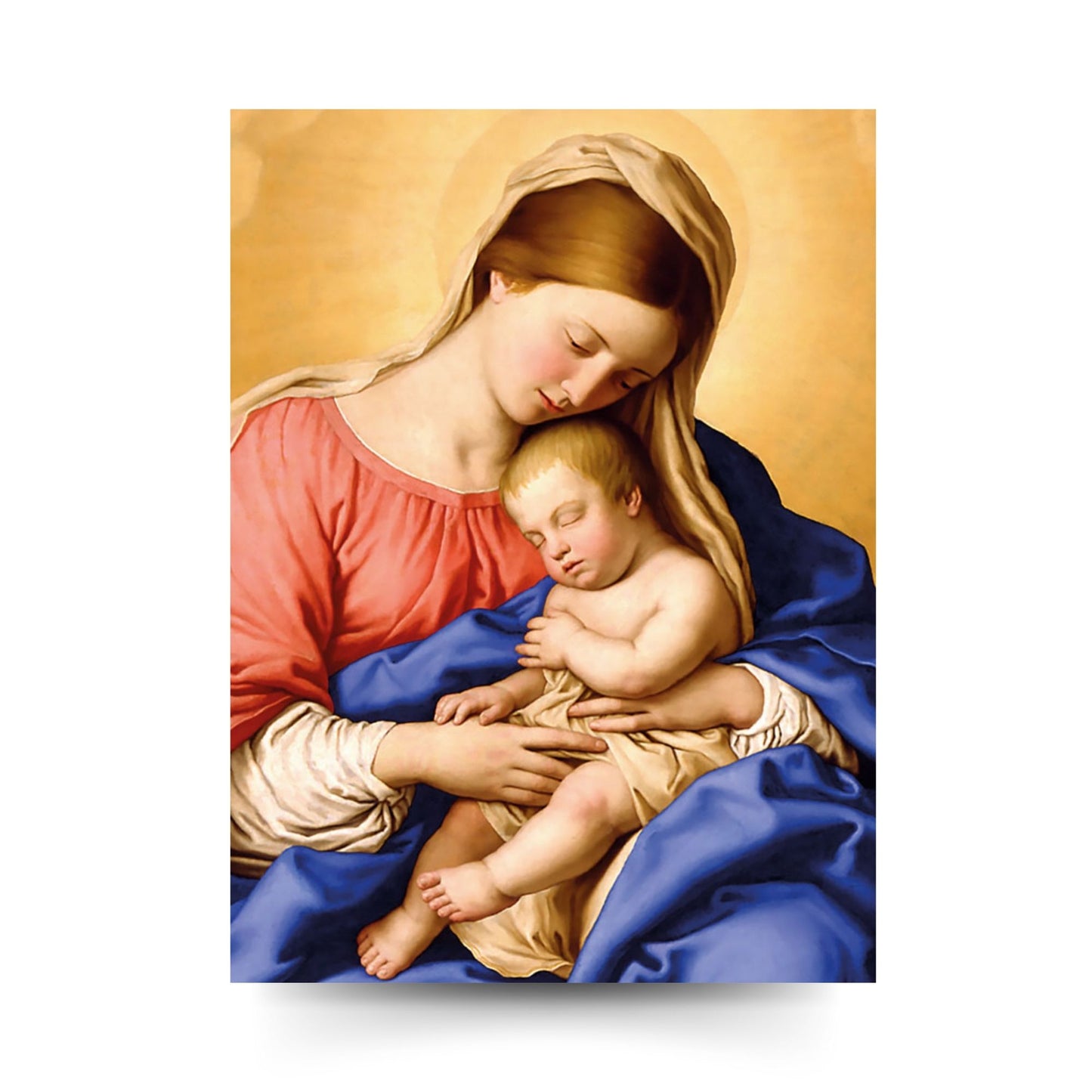 Santino Madonna con Bambino. Sul retro preghiera "Sotto la Tua protezione..." raccomandata da Papa Francesco.