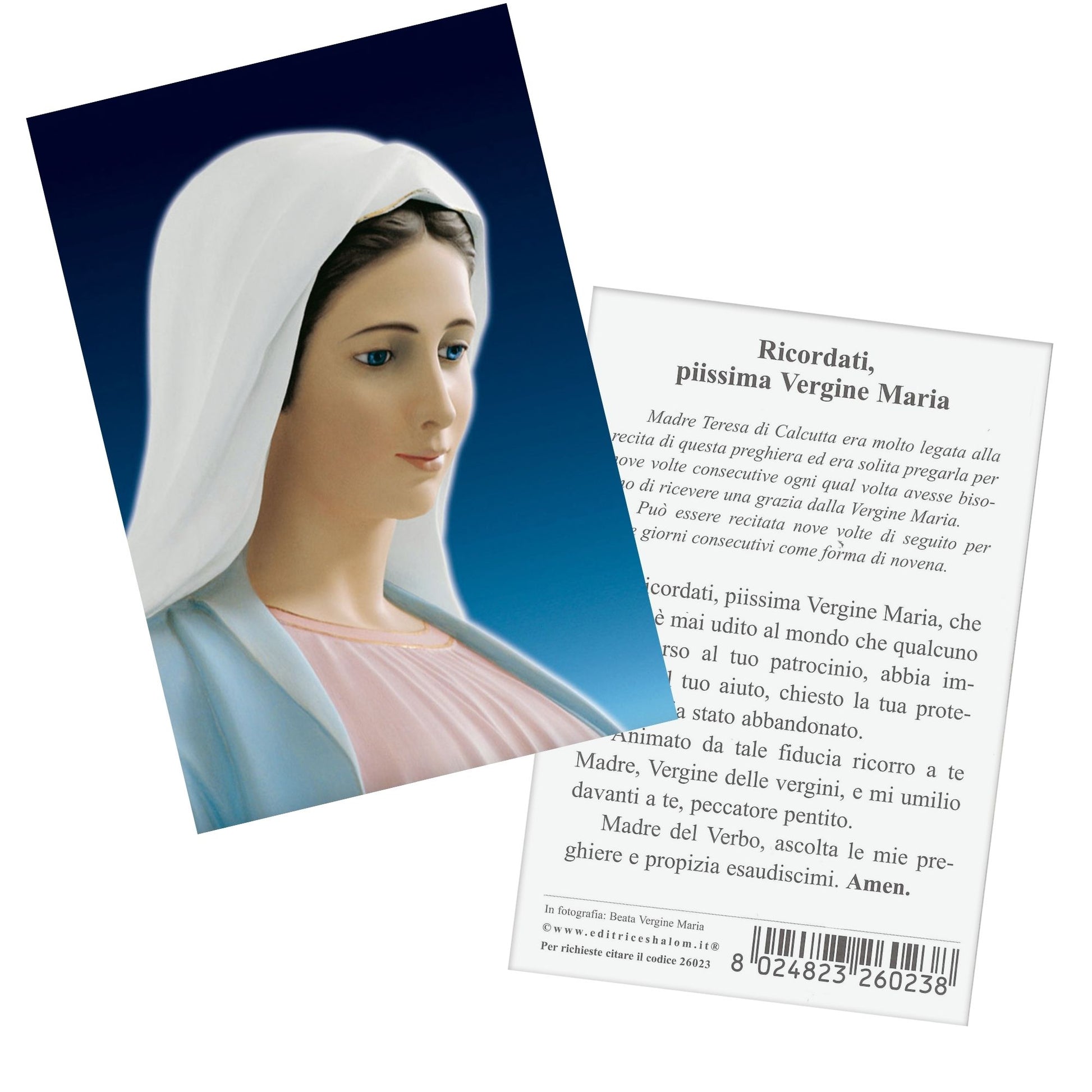 Santino Madonna profilo "Ricordati o piissima Vergine"
