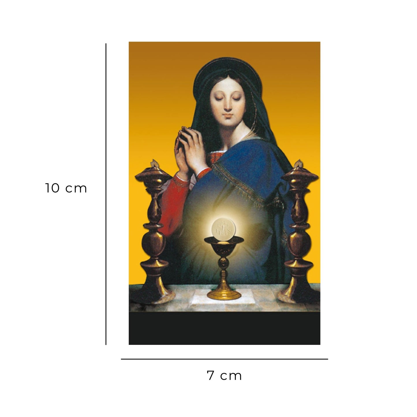 Santino beata Vergine Maria con Santissimo. Sul retro "Preghiera per la comunione spirituale"
