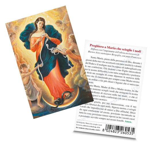 Santino Maria che scioglie i nodi. Sul retro preghiera