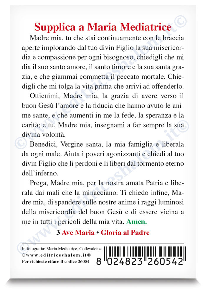 Santino Maria Mediatrice "Supplica a Maria Mediatrice"