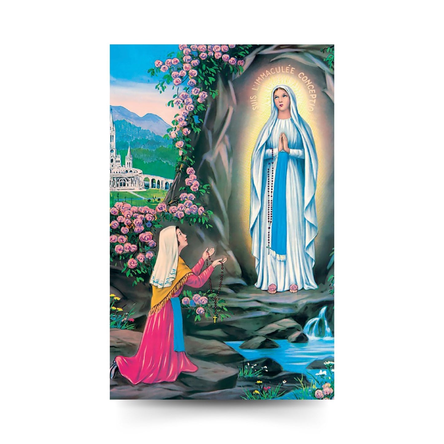 Santino Madonna di Lourdes. Sul retro preghiera