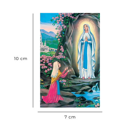 Santino Madonna di Lourdes. Sul retro preghiera