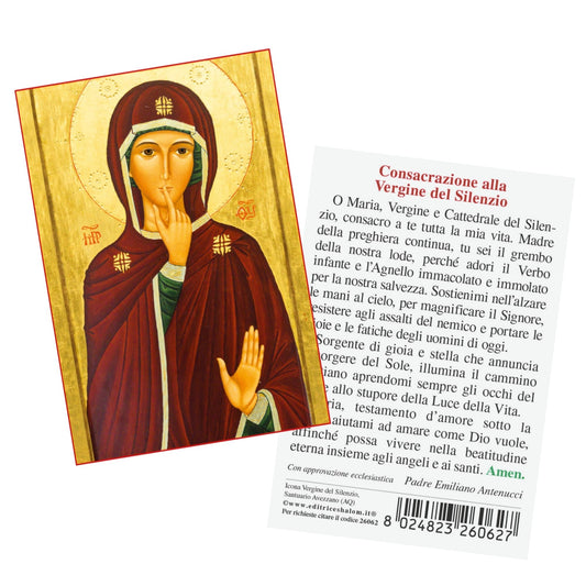 Santino Vergine del Silenzio cm 7x10 con retro "Preghiera allaVergine del Silenzio"