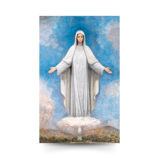 Santino Madonna di Medjugorje. Sul retro "Preghiera di consacrazione al cuore immacolato di Maria"