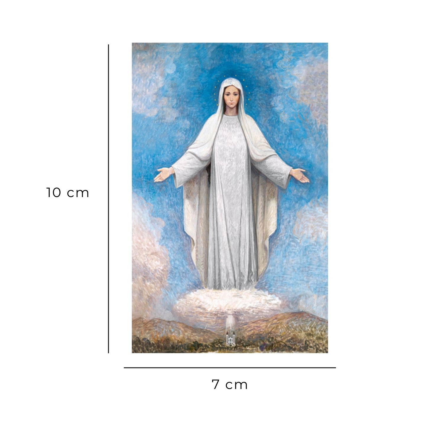 Santino Madonna di Medjugorje. Sul retro "Preghiera di consacrazione al cuore immacolato di Maria"