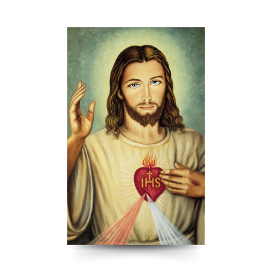 Santino sacro cuore di Gesù. Sul retro "Preghiera al sacro cuore di Gesù"
