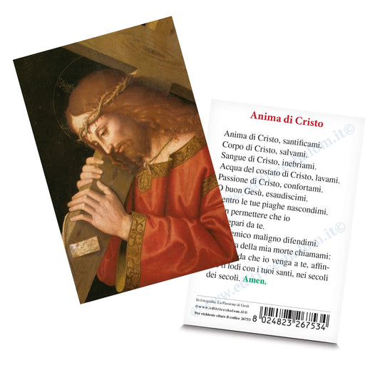 Santino Passione di Gesù con retro preghiera "Anima di Cristo"