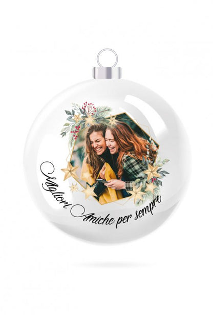 Pallina di Natale in porcellana bianca da personalizzare. Diametro 8 cm
