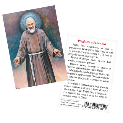 Santino San Pio da Pietrelcina con retro "Preghiera a Padre Pio"