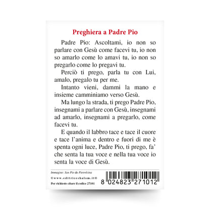 Santino San Pio da Pietrelcina con retro "Preghiera a Padre Pio"