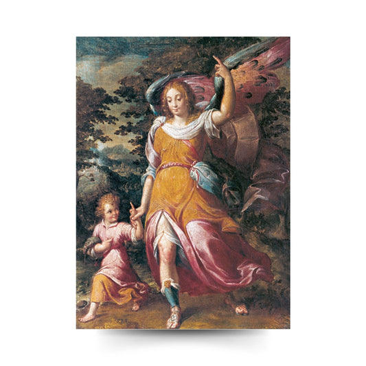 Santino san Raffaele. Sul retro  "Preghiera a san Raffaele arcangelo".