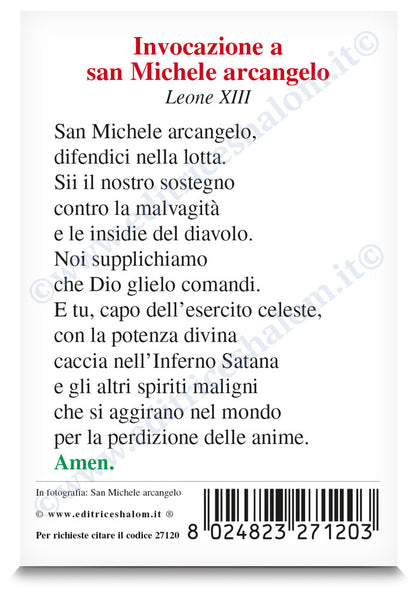 Santino san Michele. Sul retro "Invocazione a san Michele arcangelo" di Leone XIII
