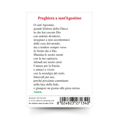 Santino sant'Agostino con retro "Preghiera a sant'Agostino"