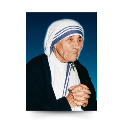 Santino madre Teresa mani giunte. Sul retro "Preghiera a santa madre Teresa di Calcutta"