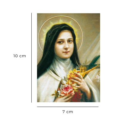 Santino santa Teresa di Lisieux. Sul retro "Novena delle rose"