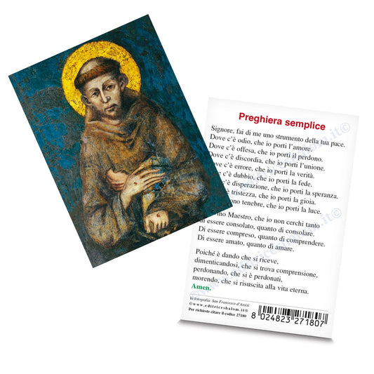 Santino san Francesco d'Assisi. Sul retro "Preghera semplice".