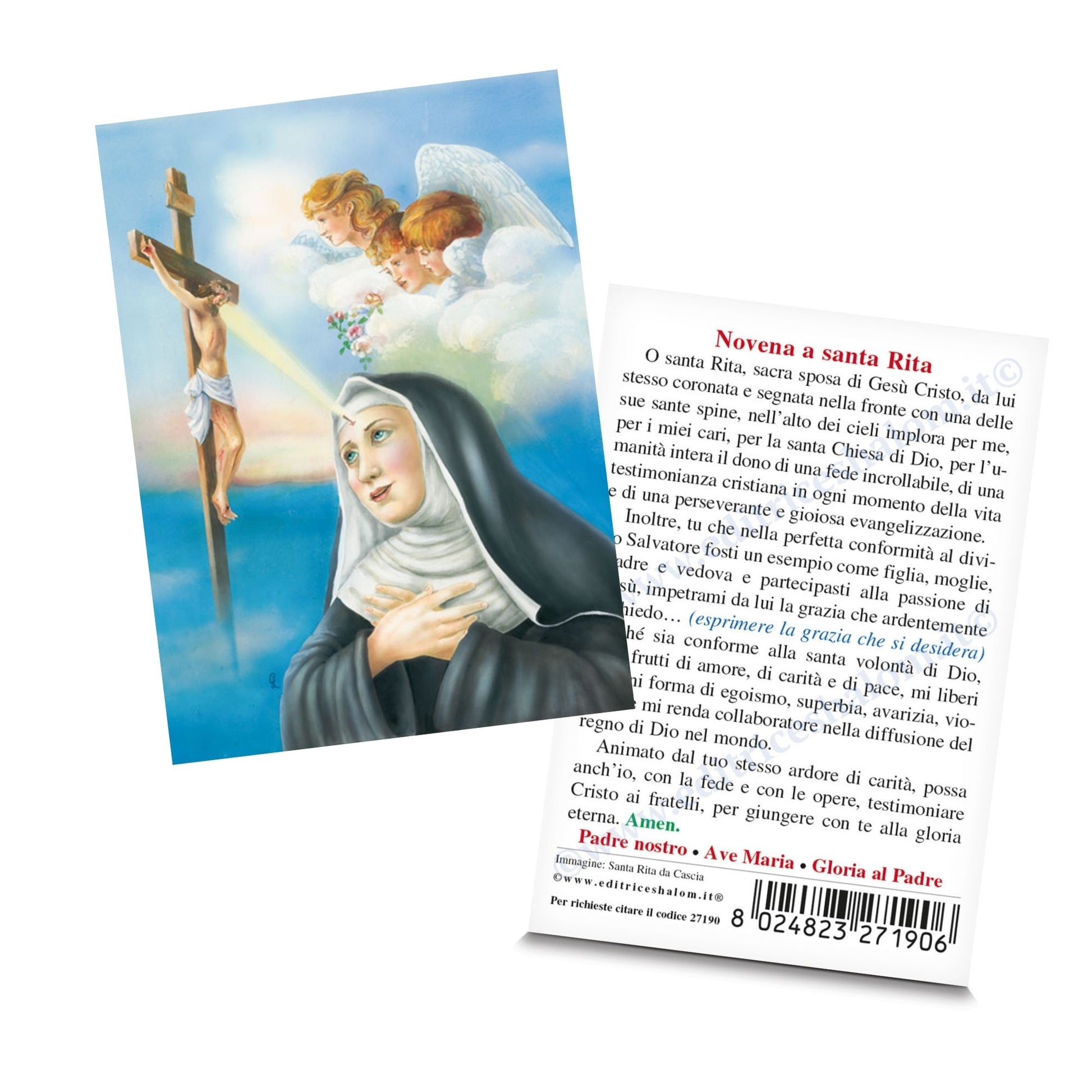 Santino santa Rita da Cascia. Sul retro "Novena a santa Rita"