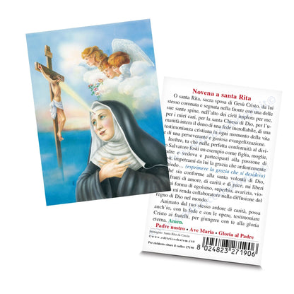 Santino santa Rita da Cascia. Sul retro "Novena a santa Rita"