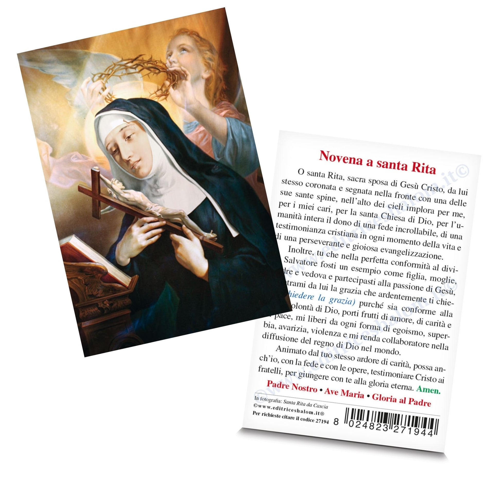 Santino santa Rita da Cascia. Sul retro "Novena a santa Rita"