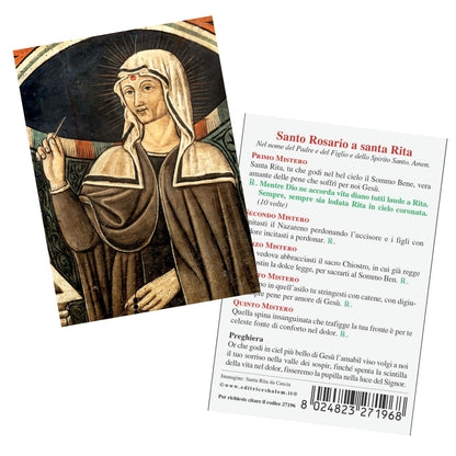 Santino santa Rita da Cascia. Sul retro "Santo Rosario a santa Rita"