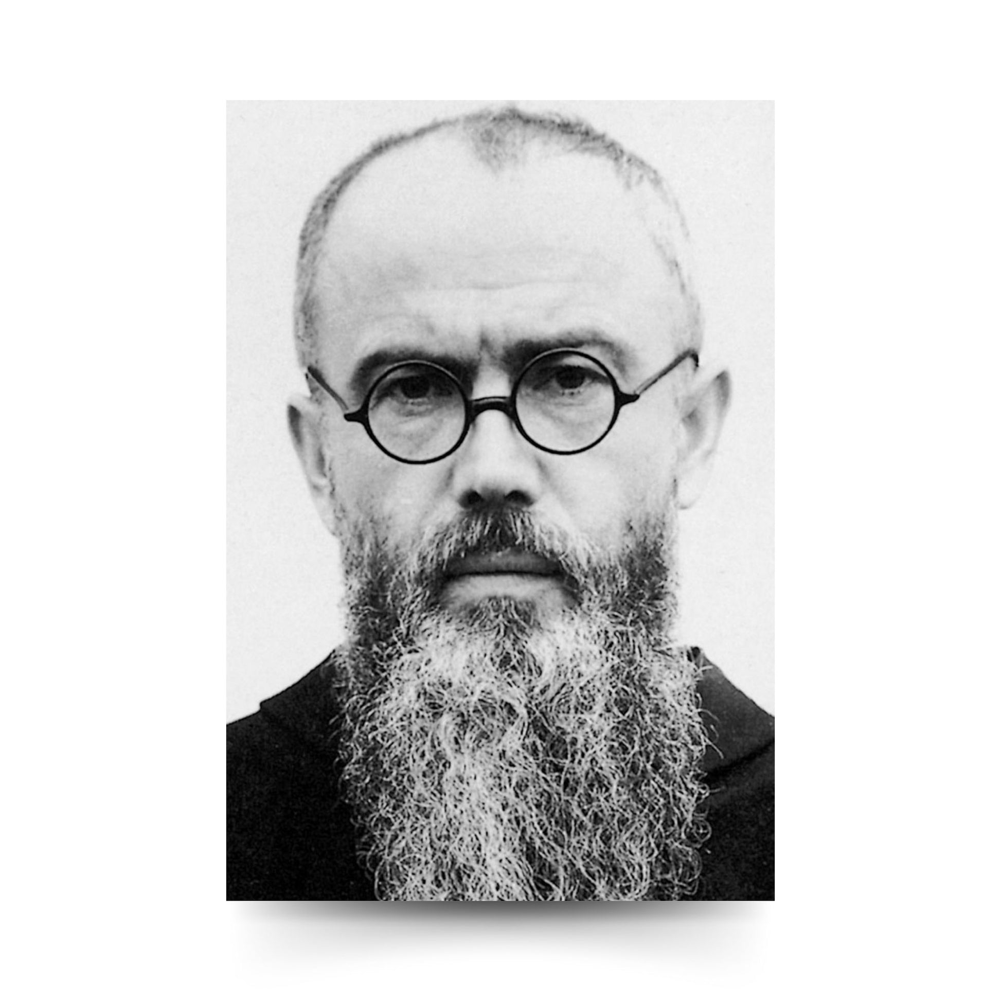 Santino san Massimiliano Kolbe con retro "Consacrazione quotidiana all'Immacolata di san Massimiliano Kolbe"