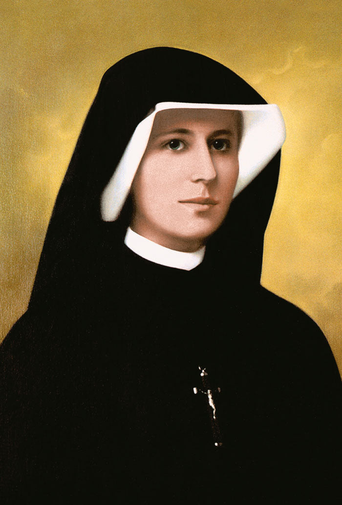 Santino santa Faustina kowalska con retro preghiera "A santa Faustina"