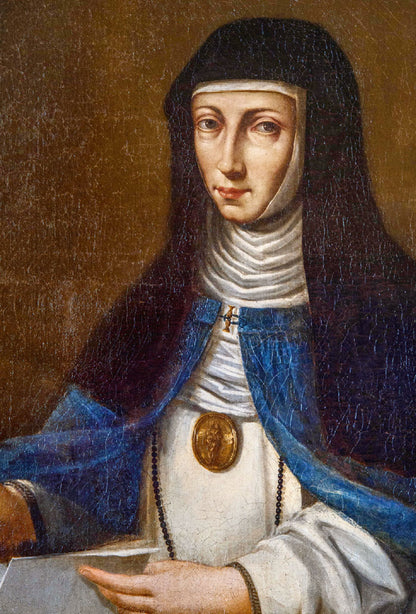 Santino Suor Maria di Gesù di Agreda con retro Breve storia e preghiera alla Suora