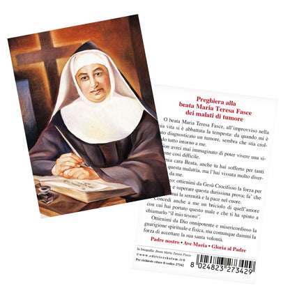 Santino Beata Fasce con retro "Preghiera alla beata Maria Teresa Fasce dei malati di tumore"