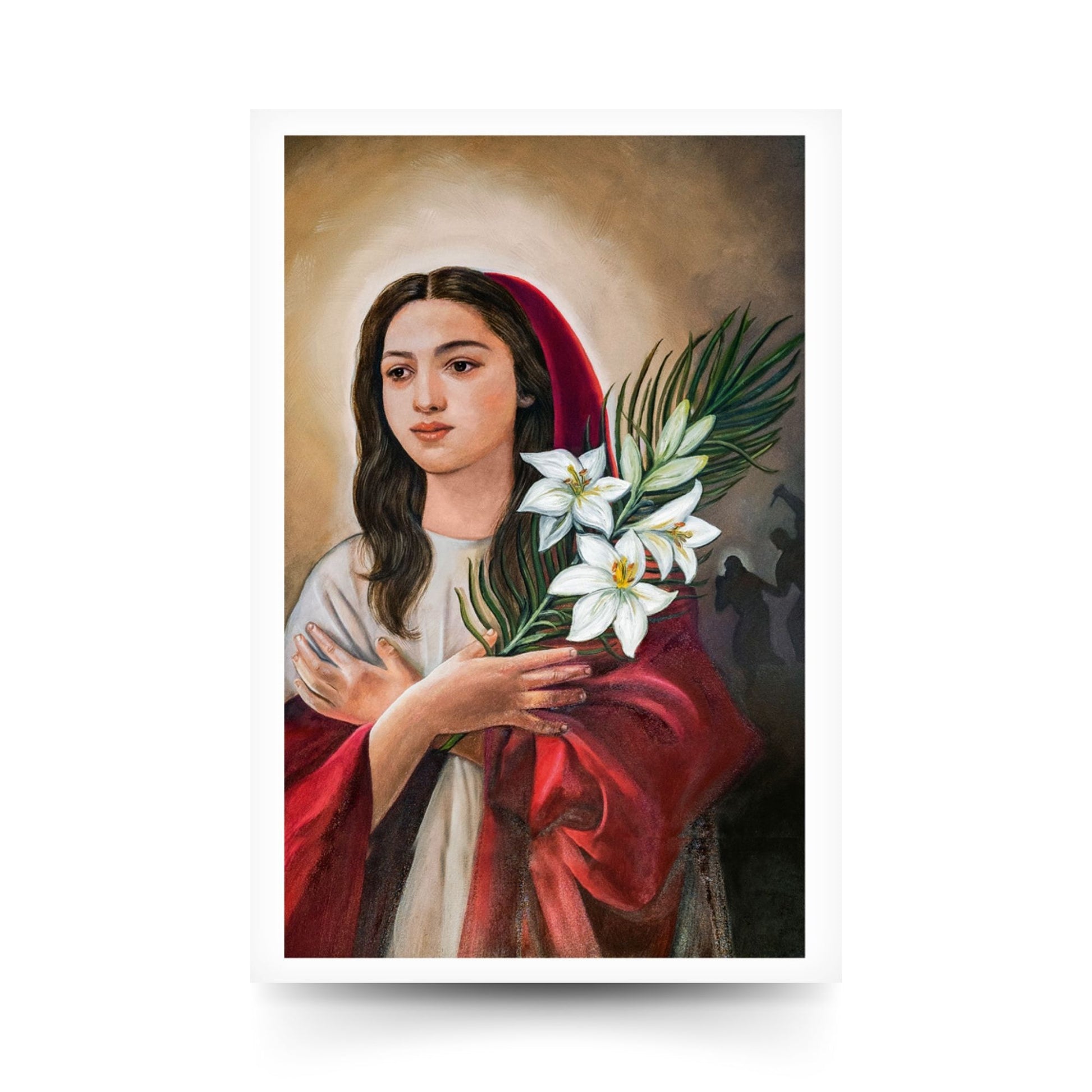 Santino santa Maria Goretti con retro "Preghiera a santa Maria Goretti" di s. Giovanni Paolo II