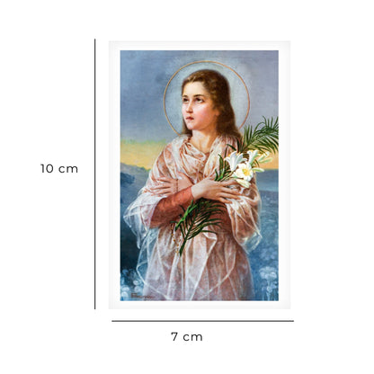 Santino santa Maria Goretti immagine classica con retro "Preghiera a santa Maria Goretti"