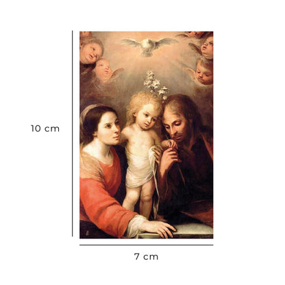Santino Santa Famiglia e Spirito Santo. Sul retro "San Giuseppe, guida l'umanità"
